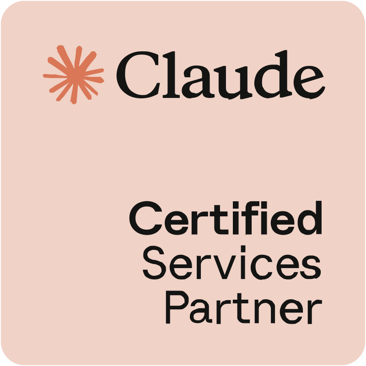square 800x800 Claude Certified Services Partner badge on peach